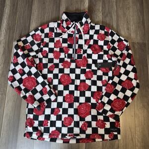 Empyre Rose Checkerboard 1/4 Zip Fleece Pullover XL Streetwear NWT